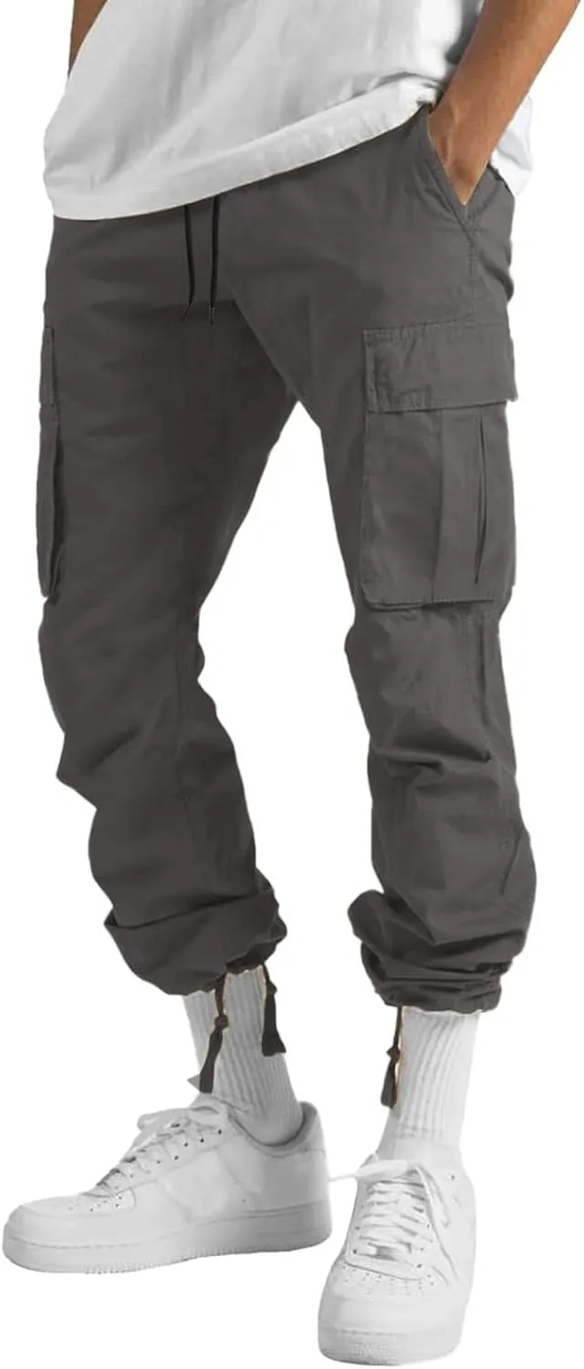 Men's Fashion Cotton Loose Straight Sweatpants with Pockets Drawstring Joggers Fast Dry Trousers Athletic Pants