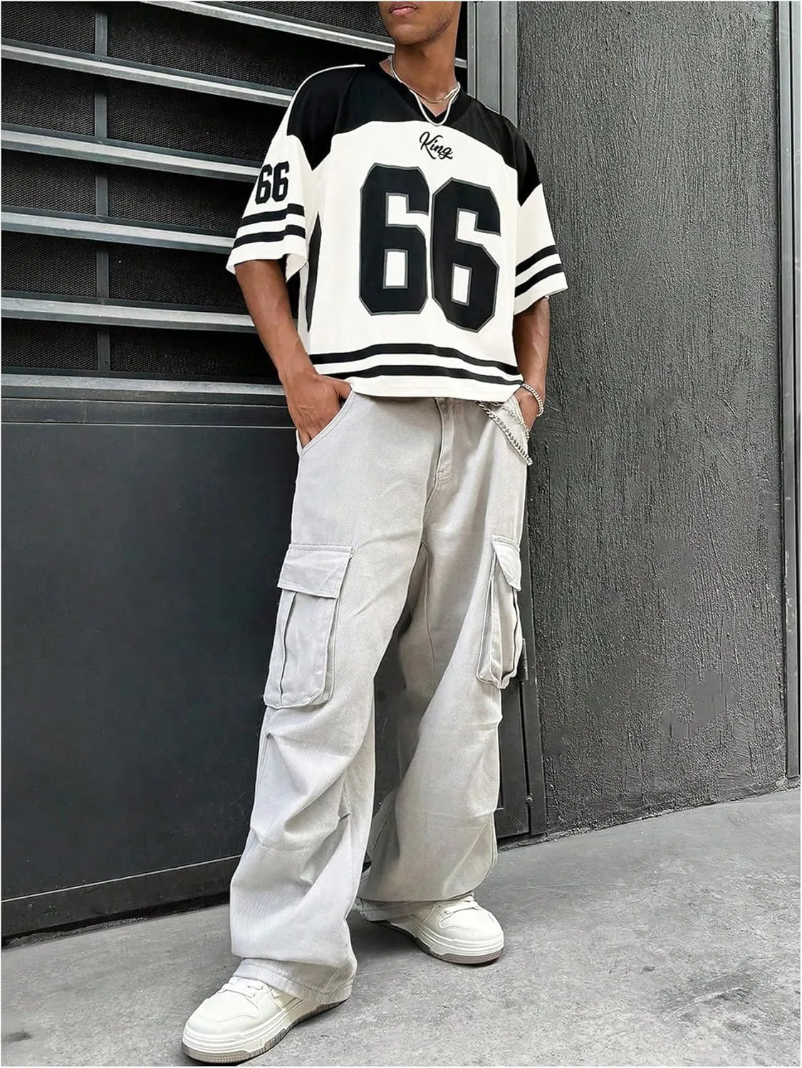 Men's Jersey Y2k Graphic T Shirt Oversized Number Short Sleeve V Neck Baggy Drop Shoulder Summer Tees Streetwear