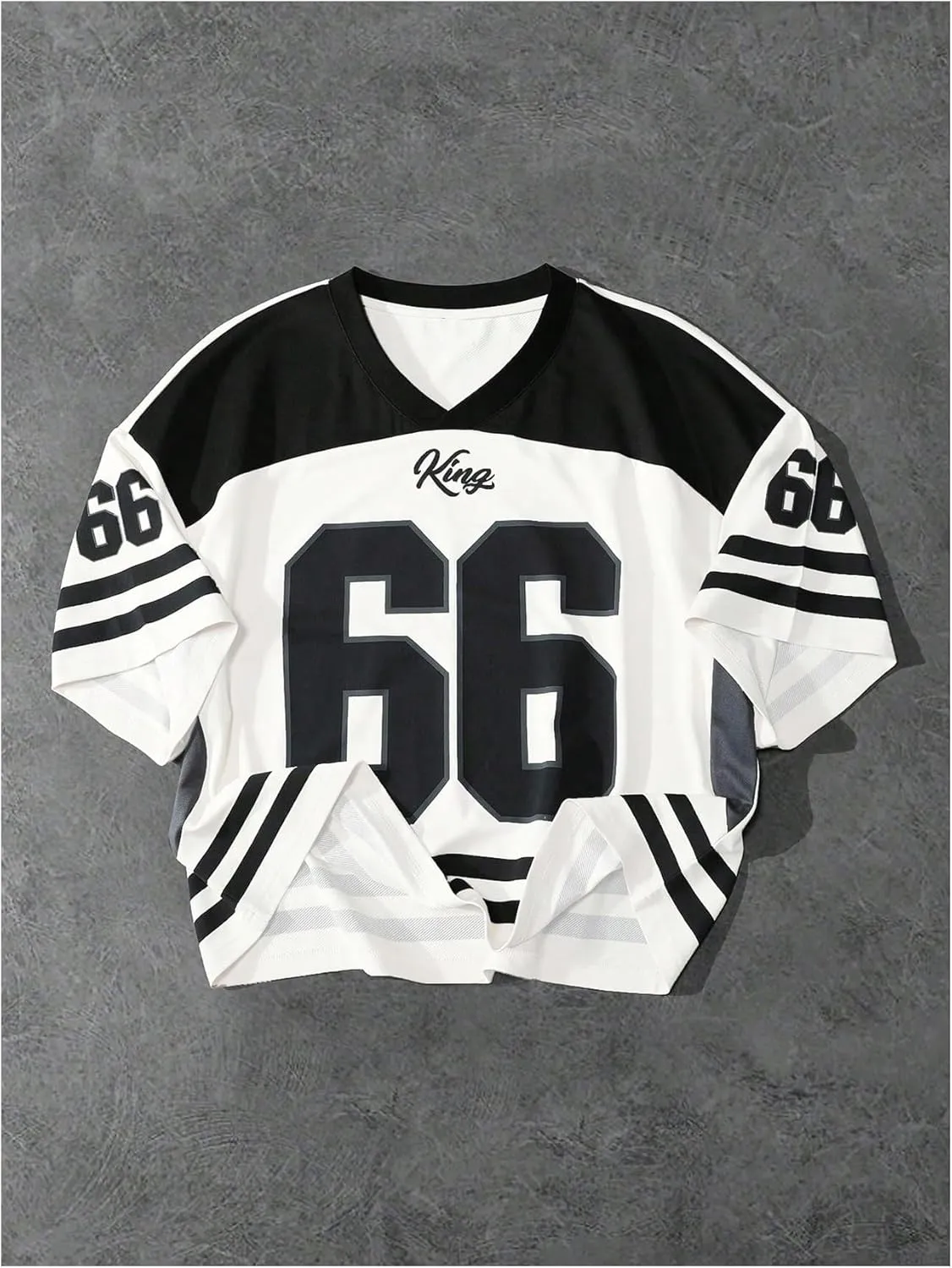 Men's Jersey Y2k Graphic T Shirt Oversized Number Short Sleeve V Neck Baggy Drop Shoulder Summer Tees Streetwear