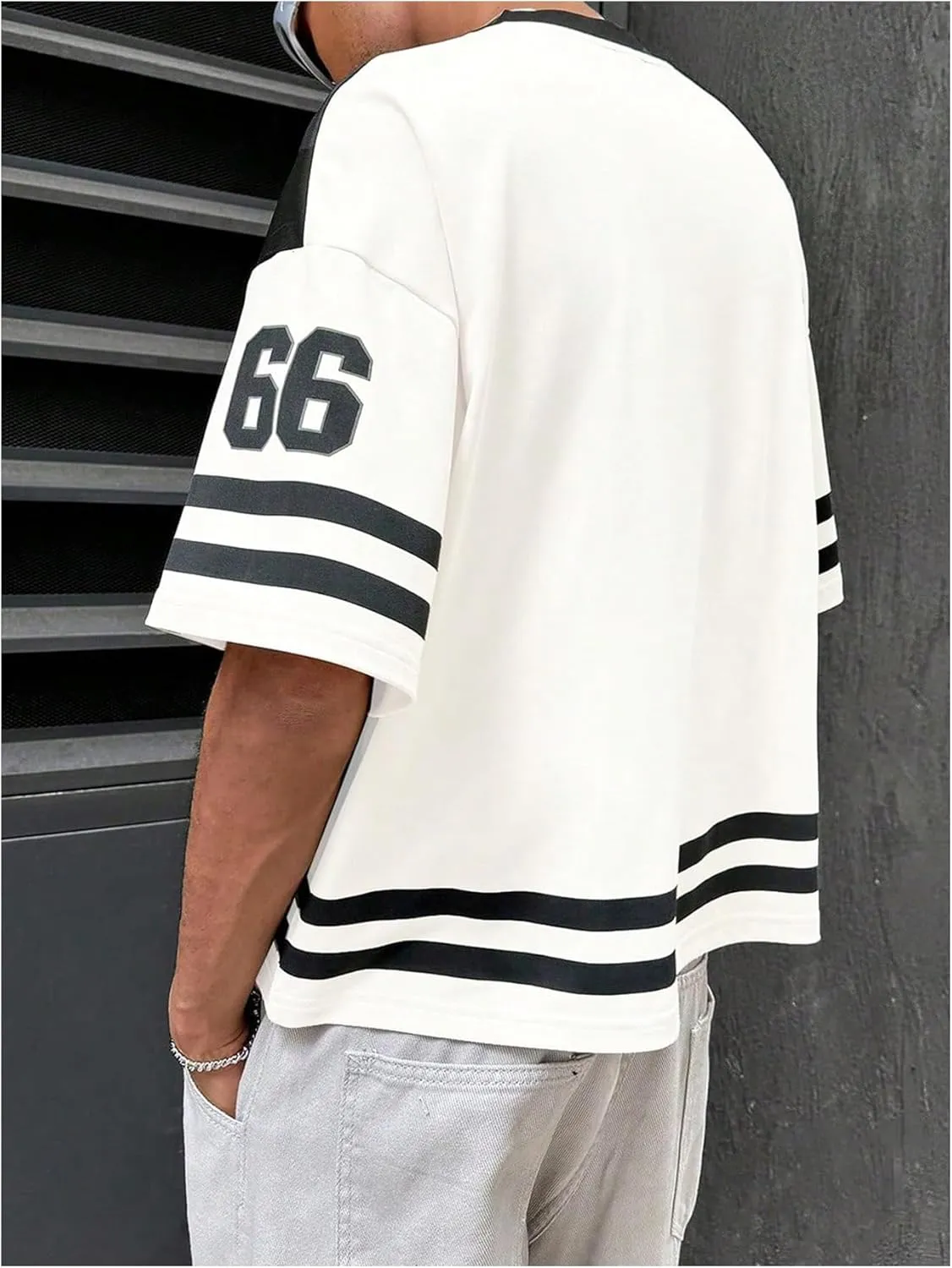 Men's Jersey Y2k Graphic T Shirt Oversized Number Short Sleeve V Neck Baggy Drop Shoulder Summer Tees Streetwear