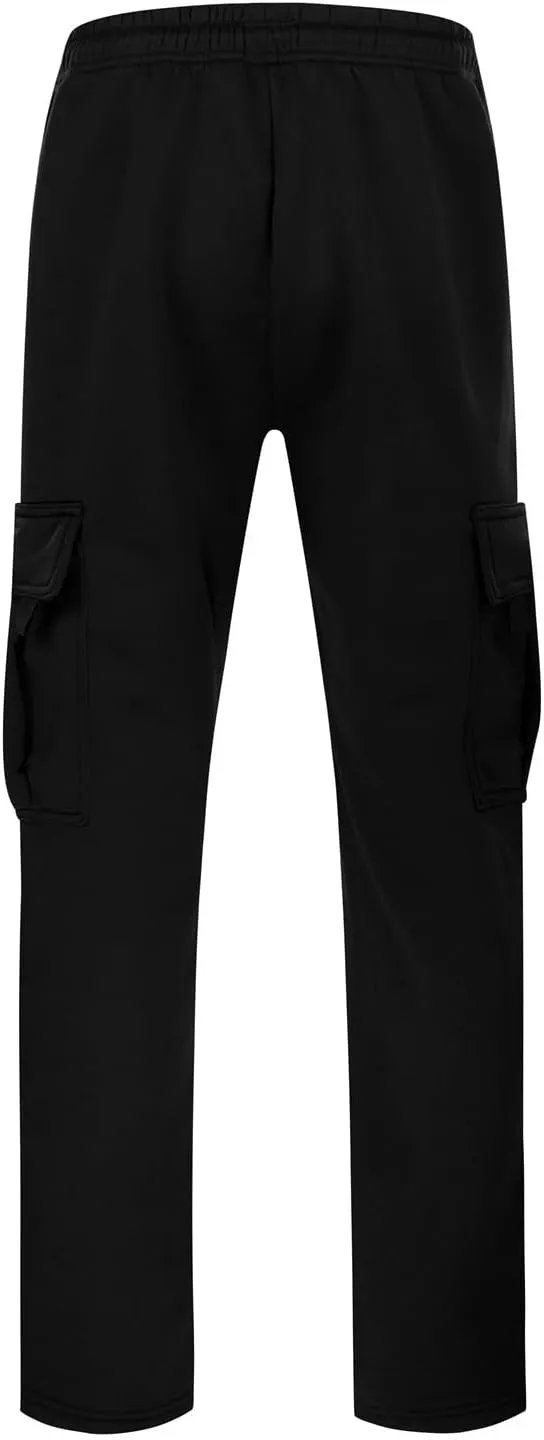 Men's Jogger Cargo Pants, Elastic Waist Drawstring Straight Leg Sweatpants, Lightweight Casual Trousers with Pockets