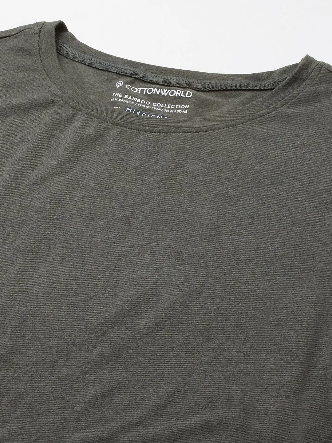 Men's Olive Cotton Bamboo Elastane Regular Fit Tshirt