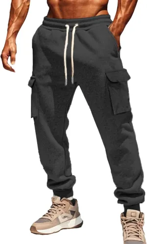 Men's Pants Cargo Work Casual Drawstring Waist Joggers Lightweight Breathable Active Athletic Fishing Hiking Pants