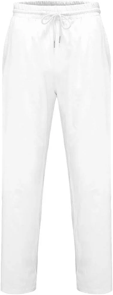 Men's Simple Fashionable Summer Pants Drawstring Athletic Joggers Cotton Loose Straight Sweatpants with Pockets