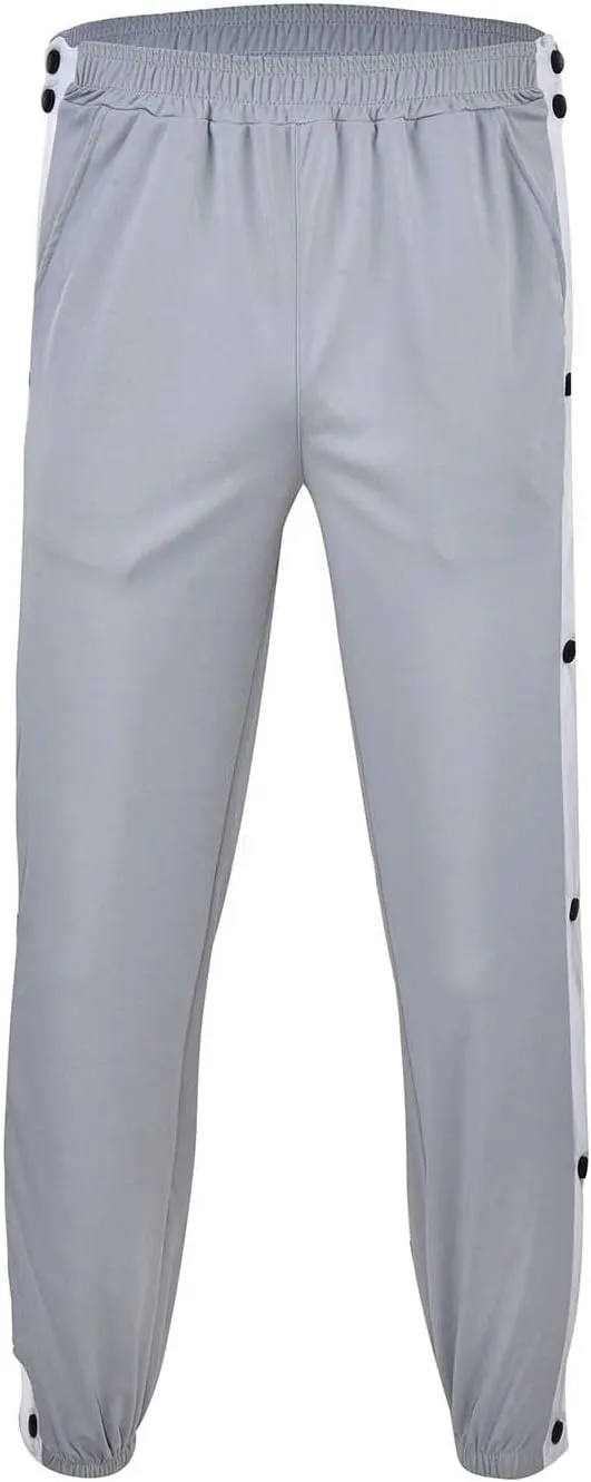 Mens Streetwear Cargo Jogger Pants Loose Fit Button Side Basketball Training Joggers with Elastic Cuffs Sweatpants