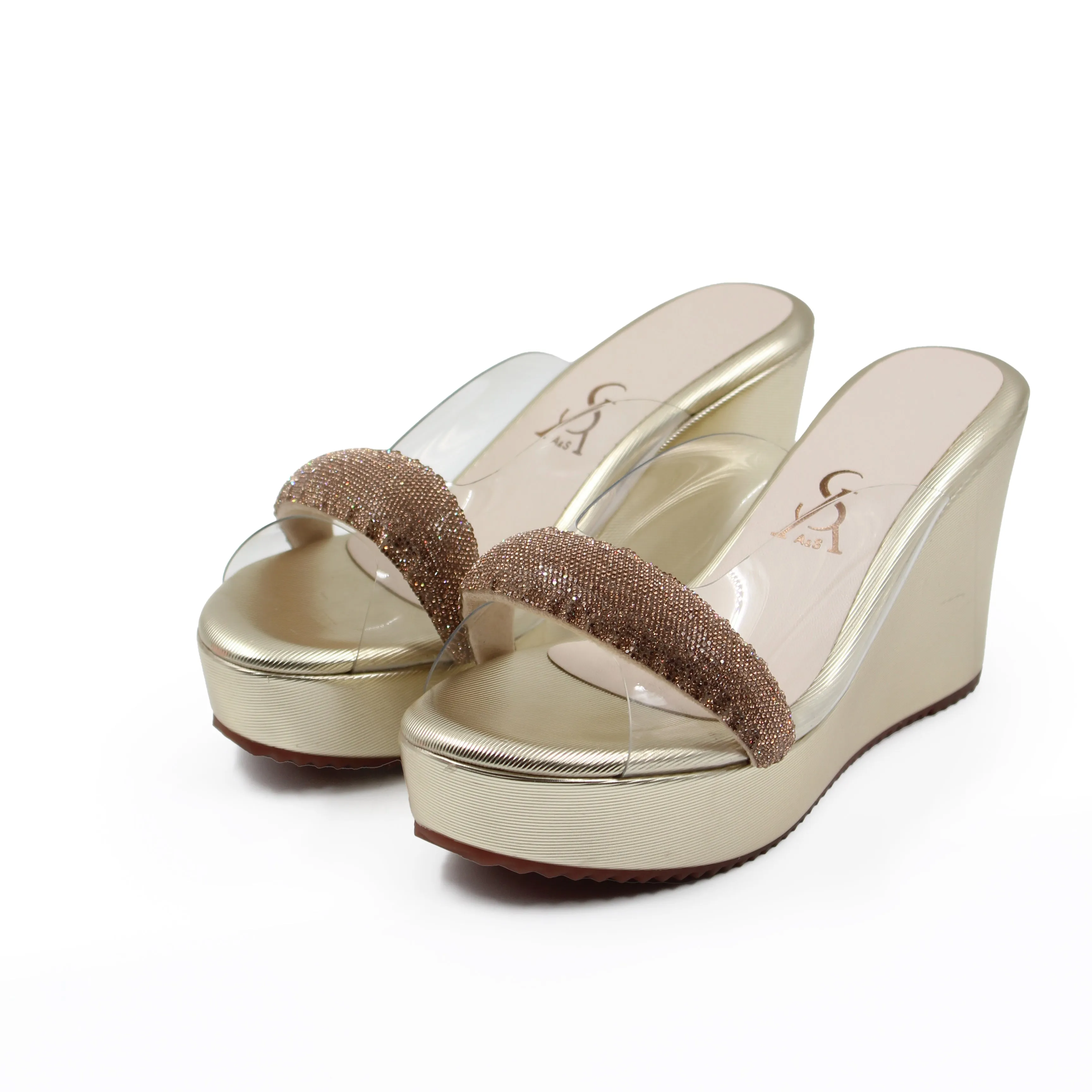 METALLIC EMBELLISHED VINYL HIGH PLATFORMS