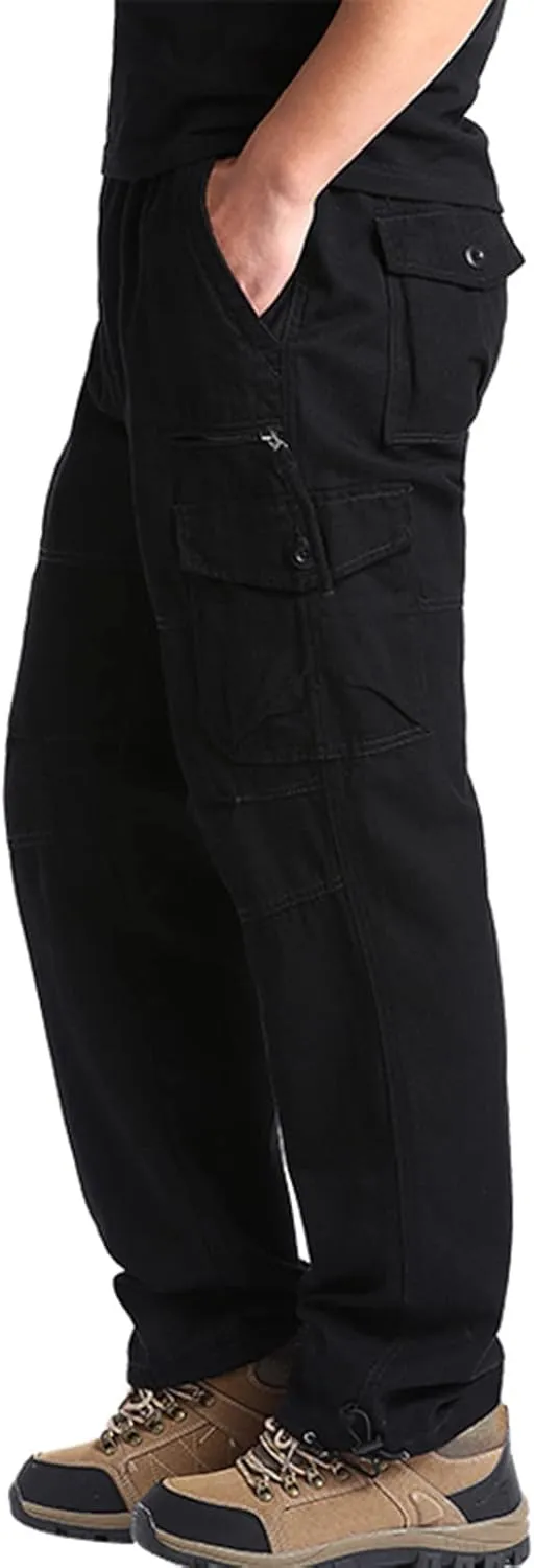 MIDOO Work Pants for Men Construction Flex Casual Pants Stretch Drawstring Waistband Tapered Leg Sweatpants with Pockets