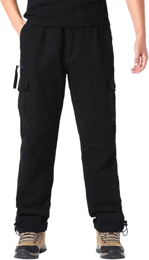 MIDOO Work Pants for Men Construction Flex Casual Pants Stretch Drawstring Waistband Tapered Leg Sweatpants with Pockets