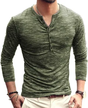MLANM Mens Casual Slim Fit Basic Henley Short/Long Sleeve Fashion T-Shirt