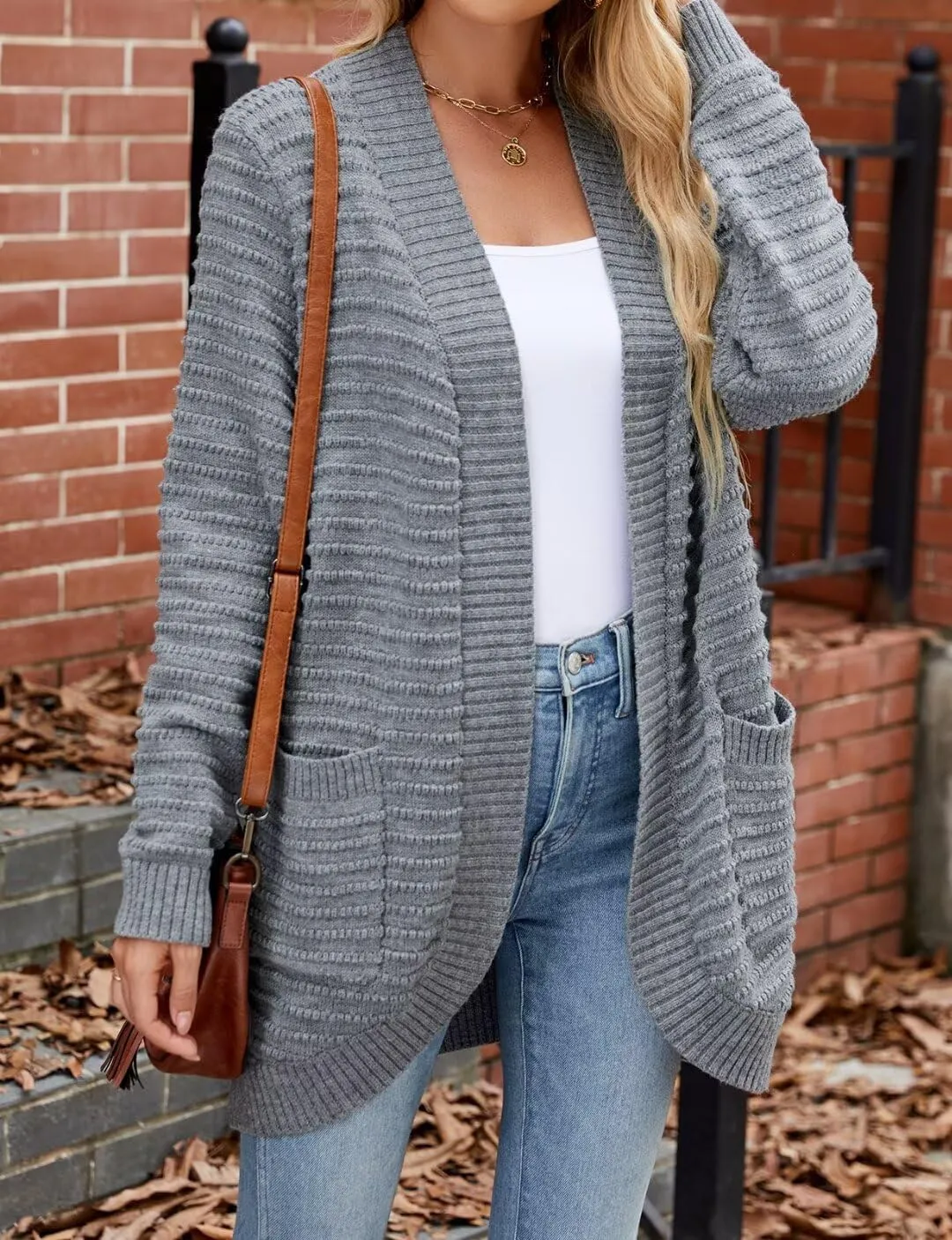MONNURO Womens Plus Size Cardigan 2024 Lightweight Ribbed Knit Textured Open Front Sweaters Coat with Pockets