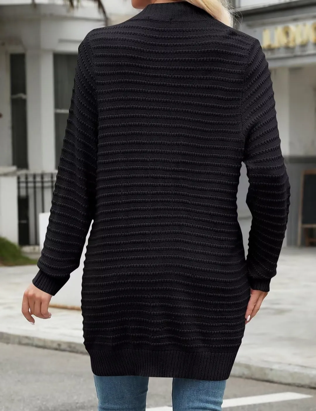 MONNURO Womens Plus Size Cardigan 2024 Lightweight Ribbed Knit Textured Open Front Sweaters Coat with Pockets