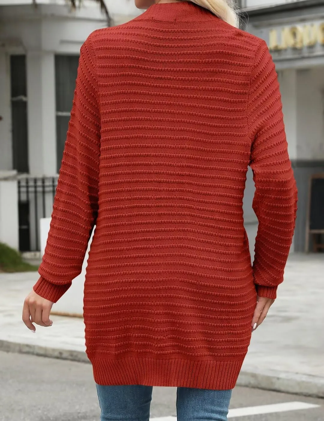 MONNURO Womens Plus Size Cardigan 2024 Lightweight Ribbed Knit Textured Open Front Sweaters Coat with Pockets