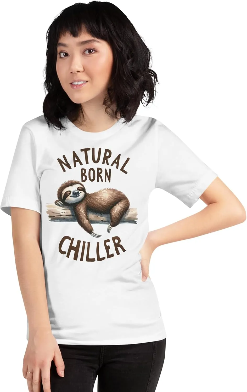 Natural Born Chiller - Funny Cute Sleeping Sloth for Animal and Sloths Lovers Unisex Graphic T-Shirt Men and Women