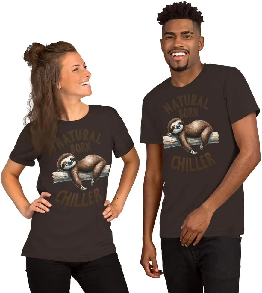 Natural Born Chiller - Funny Cute Sleeping Sloth for Animal and Sloths Lovers Unisex Graphic T-Shirt Men and Women