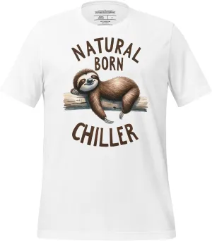 Natural Born Chiller - Funny Cute Sleeping Sloth for Animal and Sloths Lovers Unisex Graphic T-Shirt Men and Women