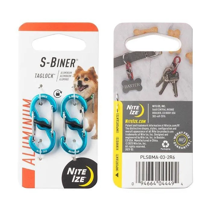 NITE IZE - S-BINER® TAGLOCK™ ALUMINUM - 2 PACK - BLUE