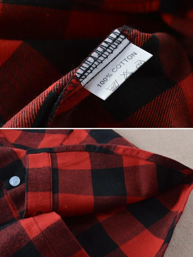 OCHENTA Little Big Boys Girls & Mens Plaid Flannel Shirt Button Down Family Matching Outfits