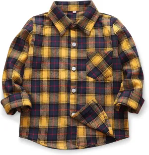 OCHENTA Little Big Boys Girls & Mens Plaid Flannel Shirt Button Down Family Matching Outfits