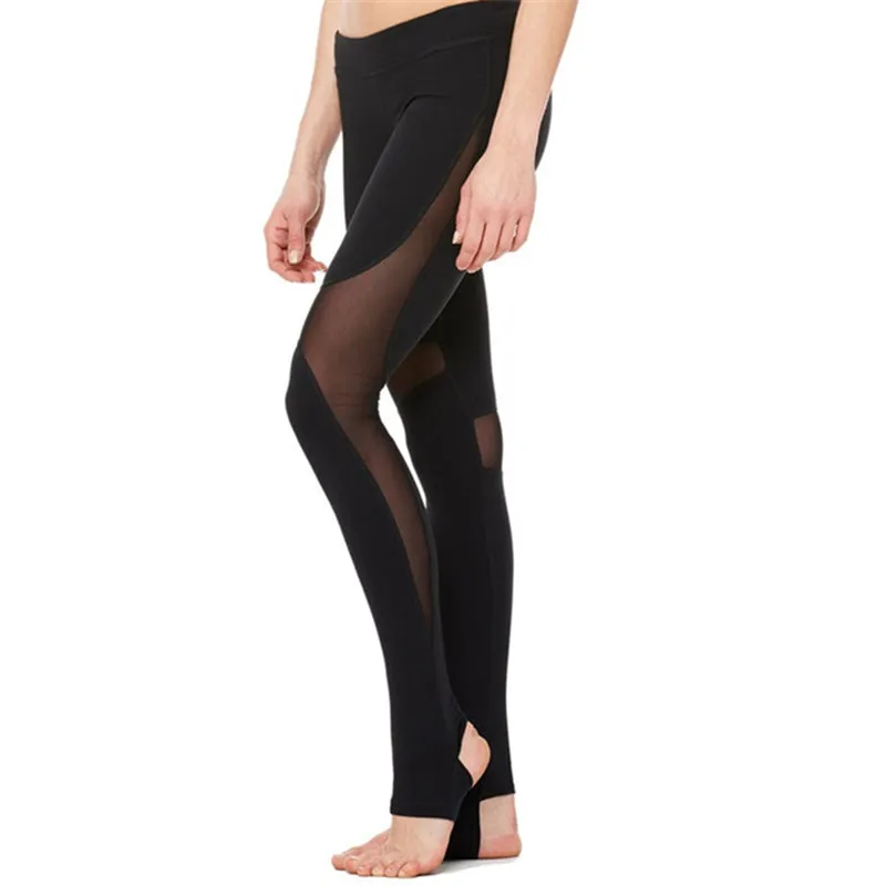Oyoo High Rise Tummy Control Flexible Mesh Coast Yoga Leggings Women's Black workout Tights White Fitness Leggings Yoga Pants