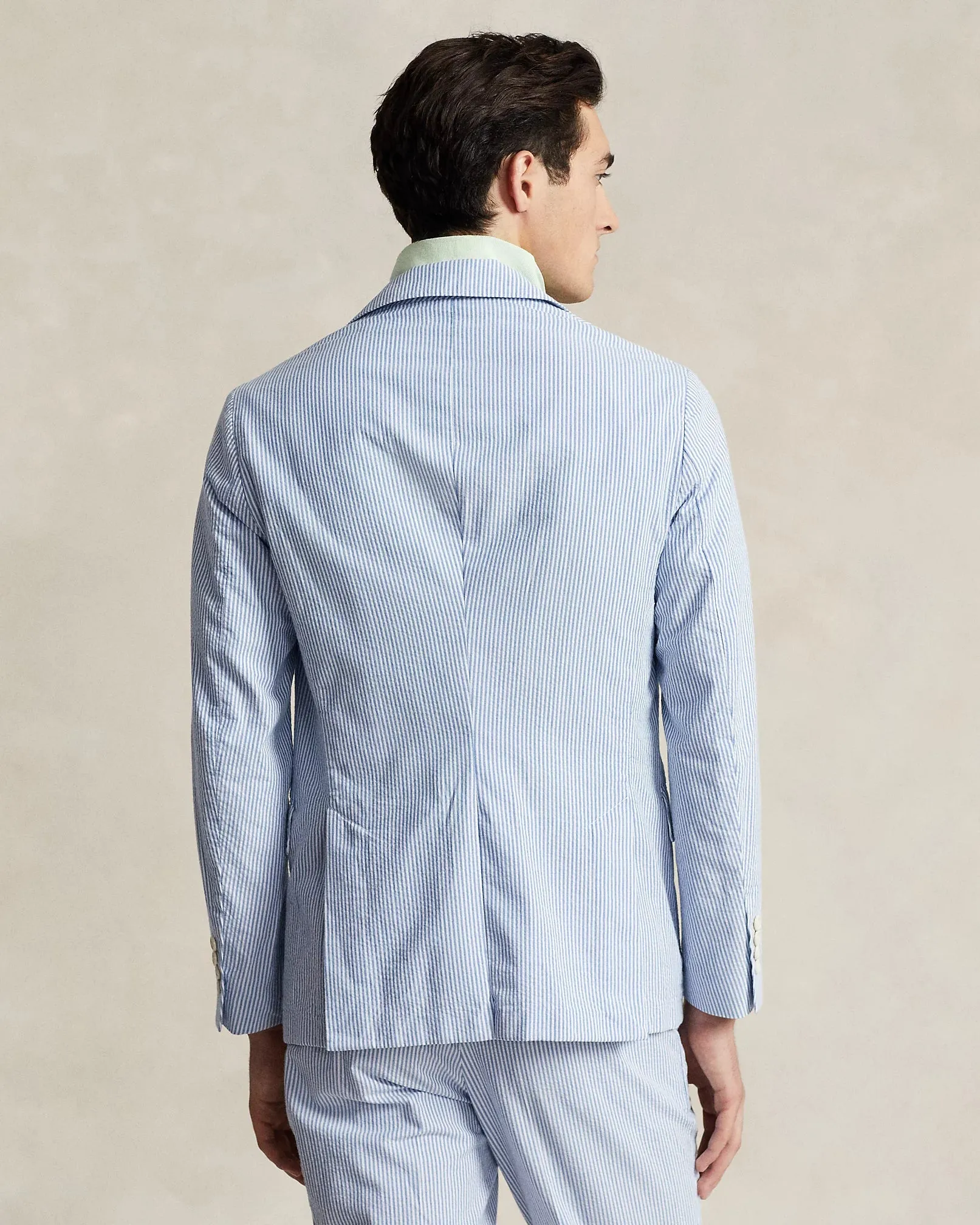Polo Soft Modern Seersucker Suit Jacket - Bright Blue/White