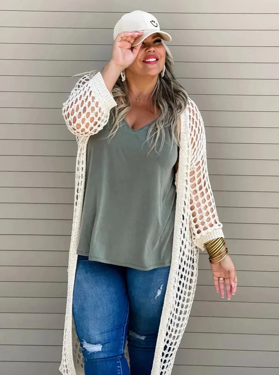 "It's All That" Loose Open Knit Long Cardigan - Blakeley