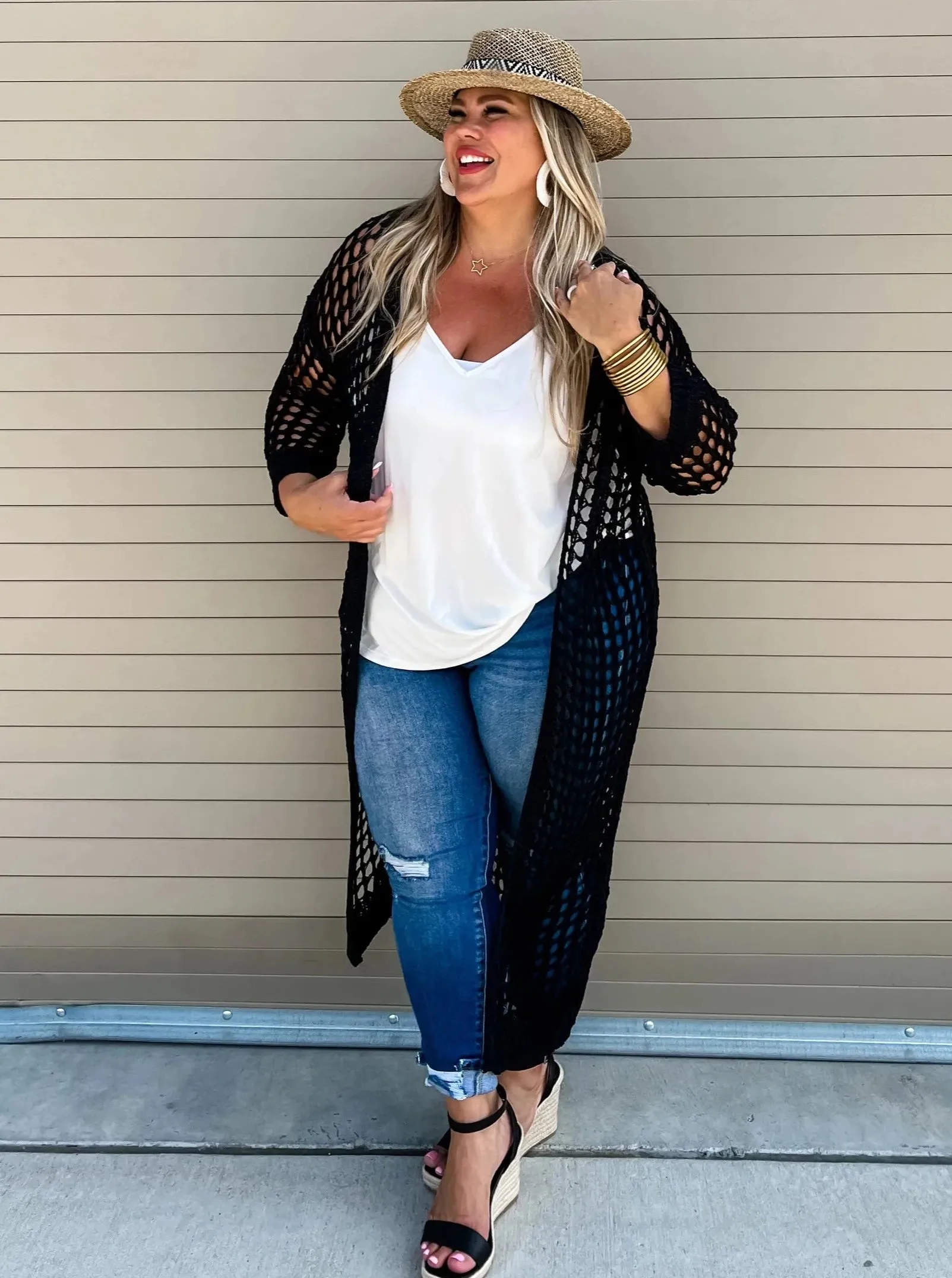 "It's All That" Loose Open Knit Long Cardigan - Blakeley