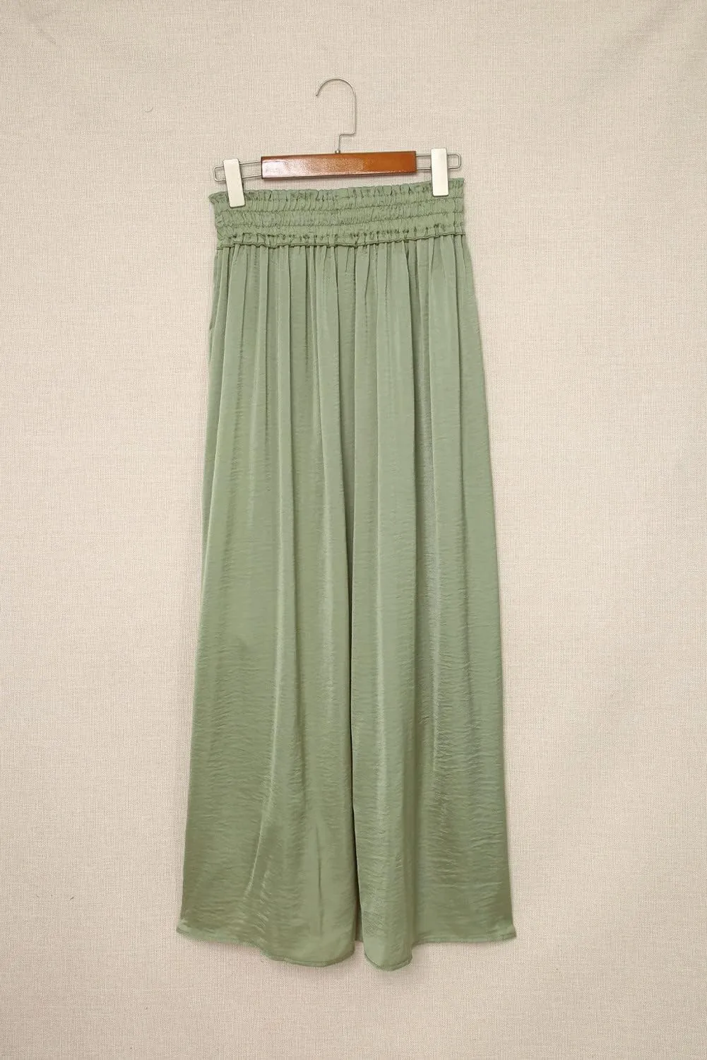 SELINK Skirts for Women Casual Green Adjustable Drawstring Smocked Waist Maxi Skirt