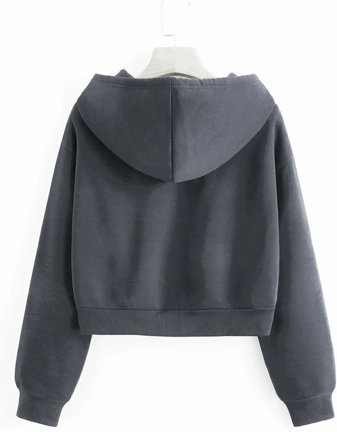 SHENHE Women's Cropped Sweatshirt Long Sleeves Drawstring Pullover Simple Crop Hoodie