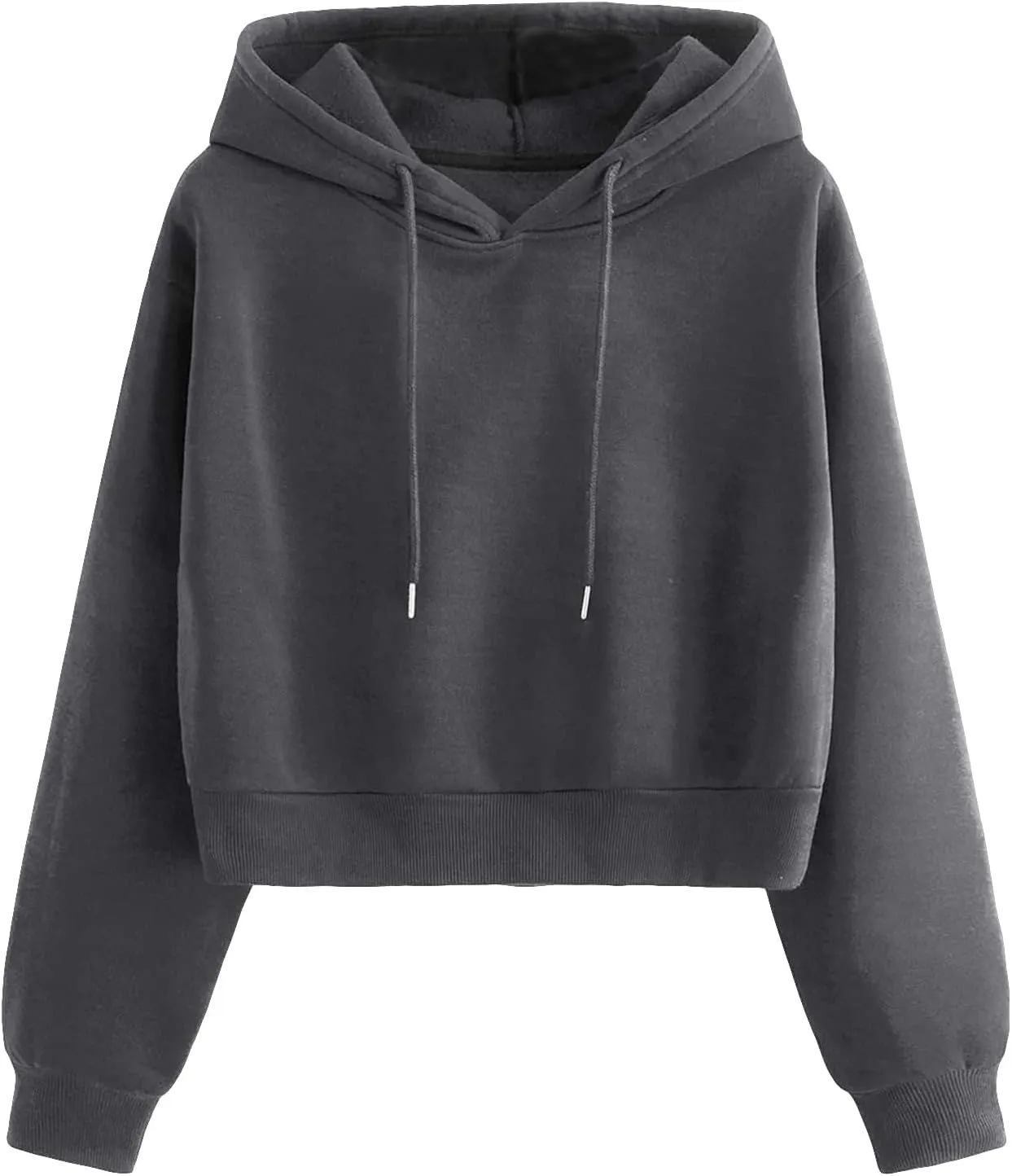 SHENHE Women's Cropped Sweatshirt Long Sleeves Drawstring Pullover Simple Crop Hoodie