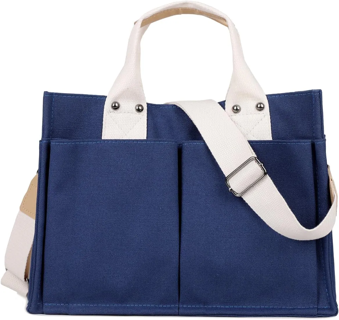Simple and Fashionable Multi Pocket Canvas Tote Bags for Women
