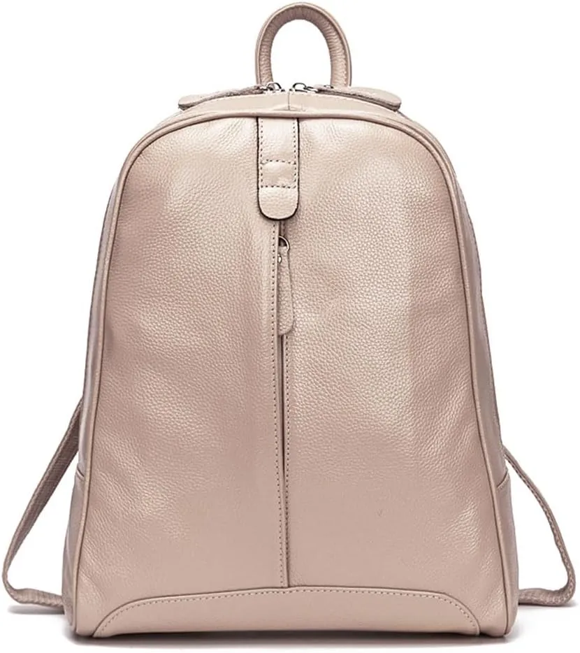 Simple Genuine Leather Backpack Women Laptop Casual Knapsack Ladies Travel Bag