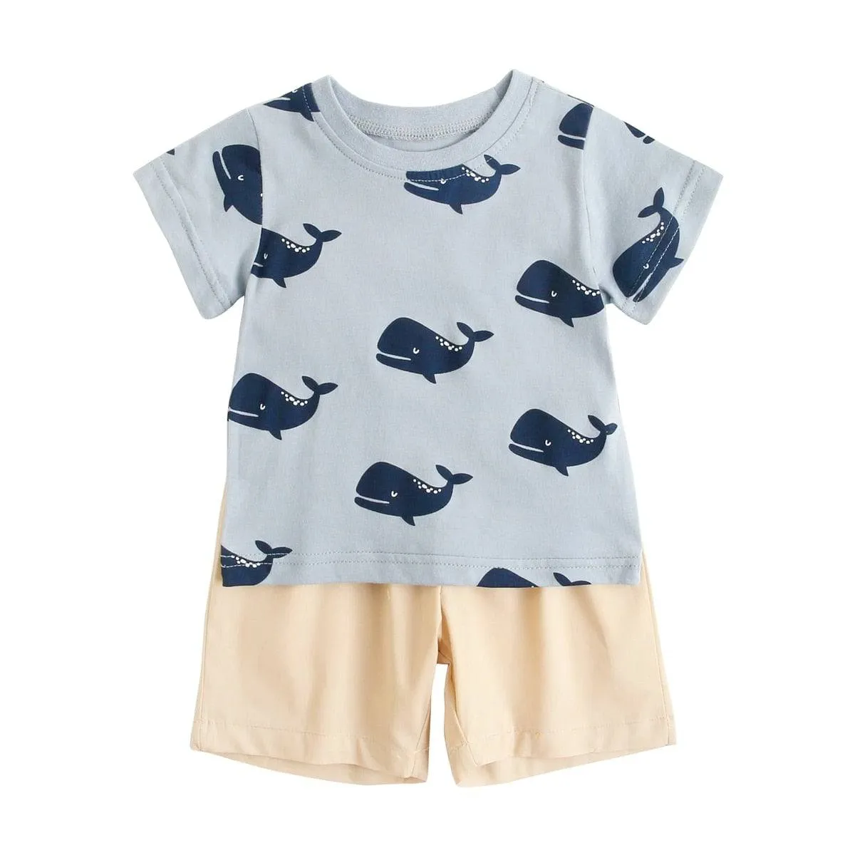 Summer Short Sleeve Cotton Baby Tops   Baby Shorts 2Pcs Casual