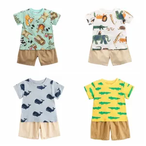 Summer Short Sleeve Cotton Baby Tops   Baby Shorts 2Pcs Casual