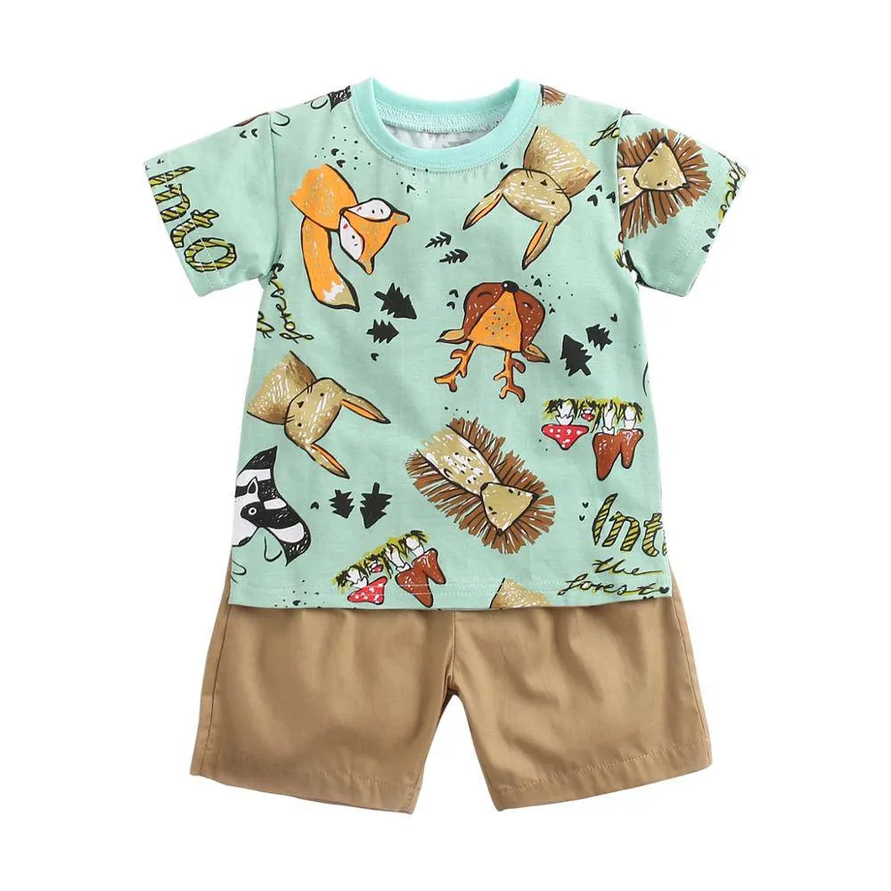 Summer Short Sleeve Cotton Baby Tops   Baby Shorts 2Pcs Casual