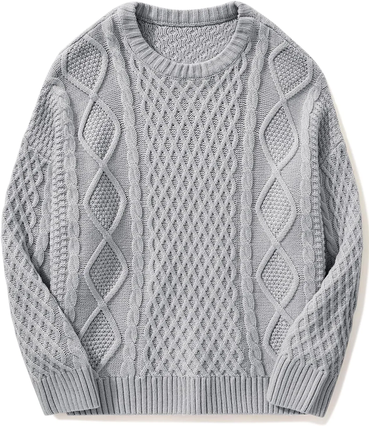 SUUKSESS Women Oversized Cable Knit Sweater Fall Long Sleeve Crew Neck Pullover Tops 2024