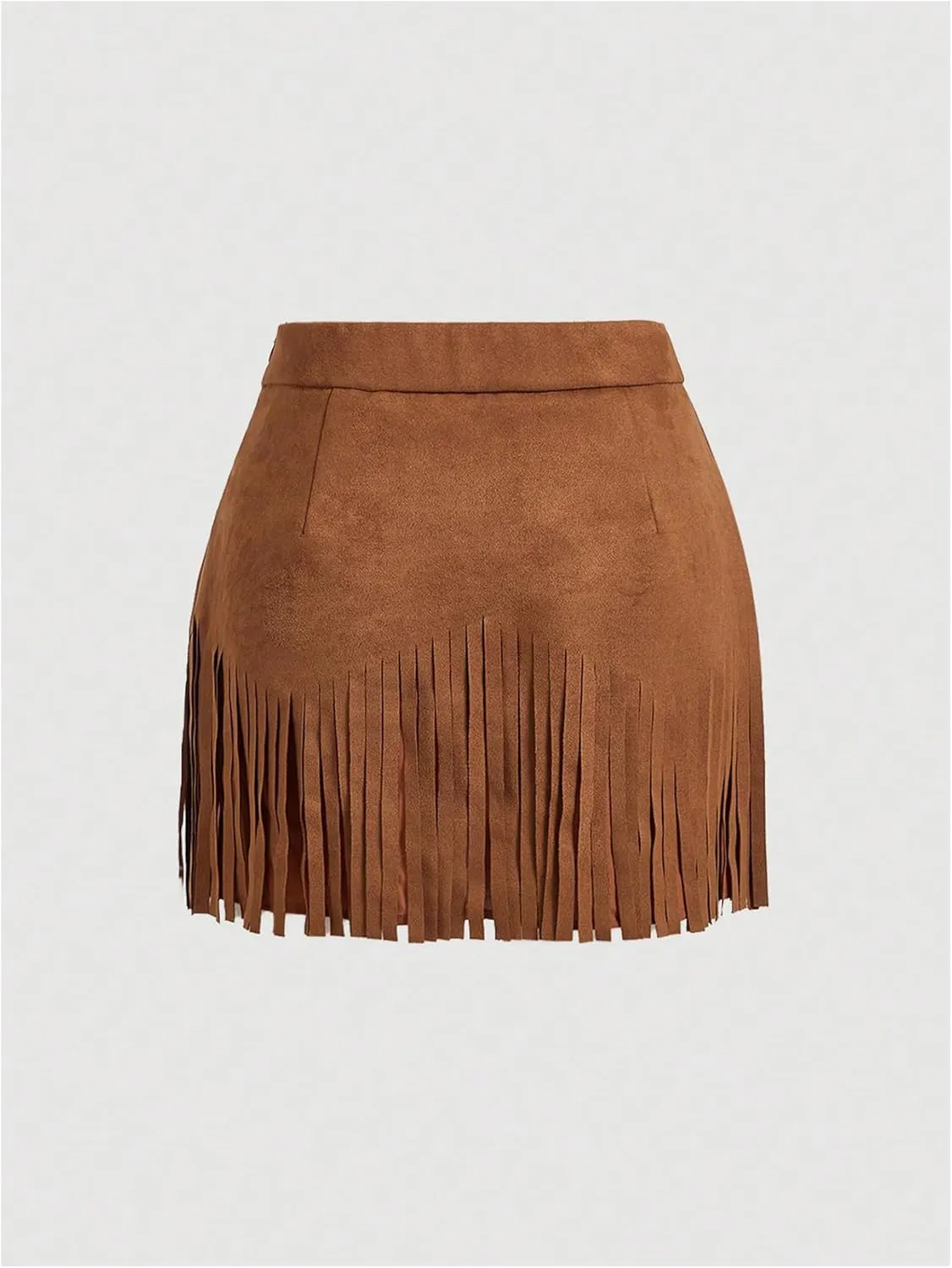 SweatyRocks Women's Faux Suede Fringe Skirt High Waisted Tassel Mini Cowgirl Skirts