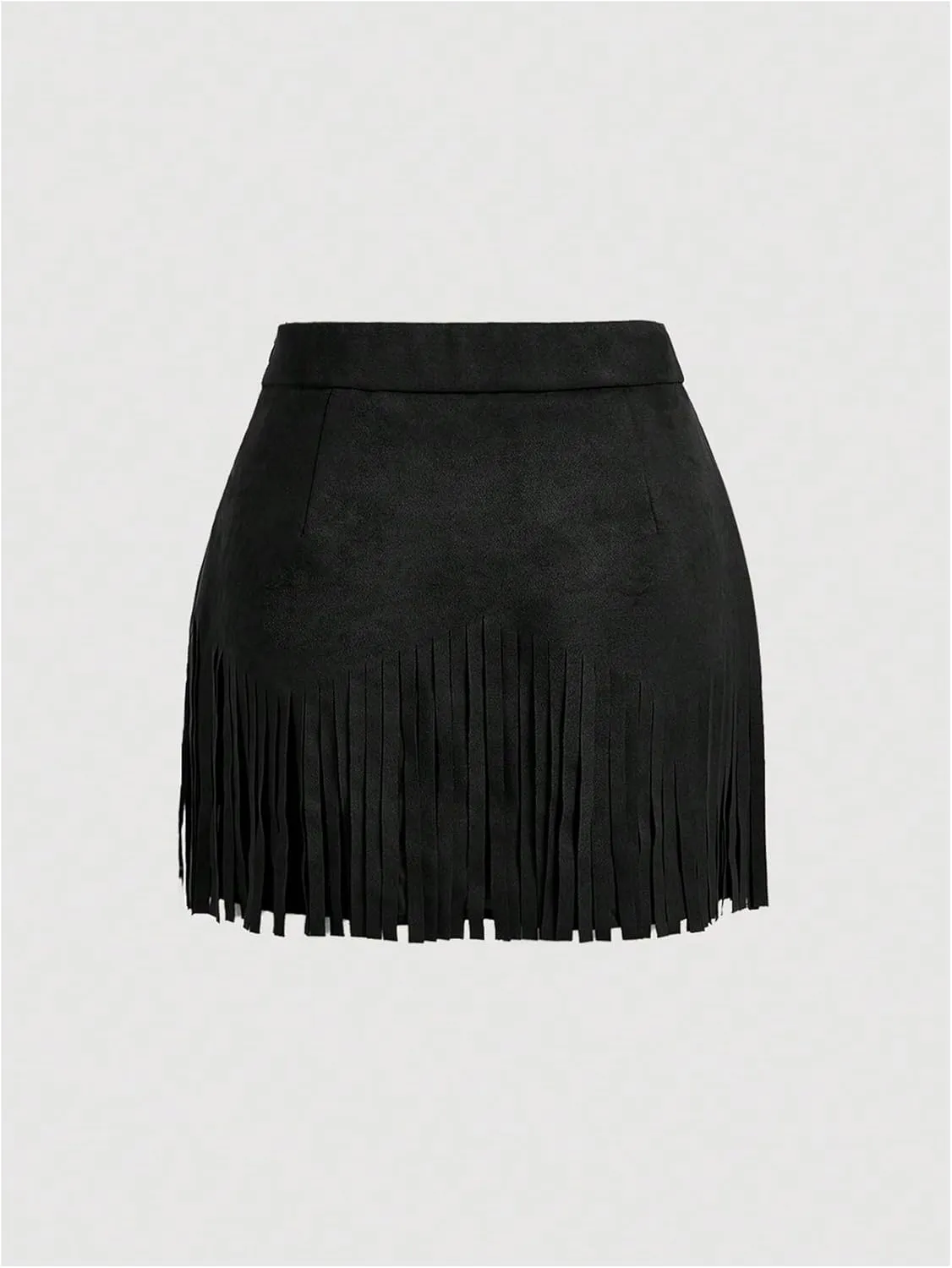SweatyRocks Women's Faux Suede Fringe Skirt High Waisted Tassel Mini Cowgirl Skirts