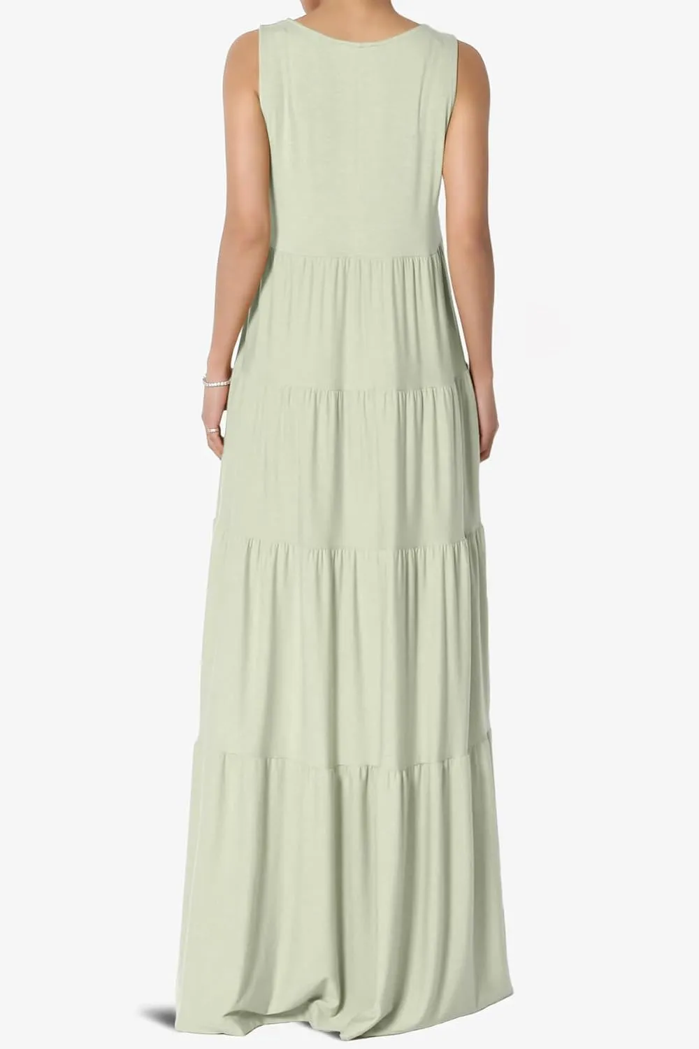 TheMogan Women's Sleeveless Tiered Maxi Dress Flowy Boho Summer A-Line Long Dress for Casual or Vacation