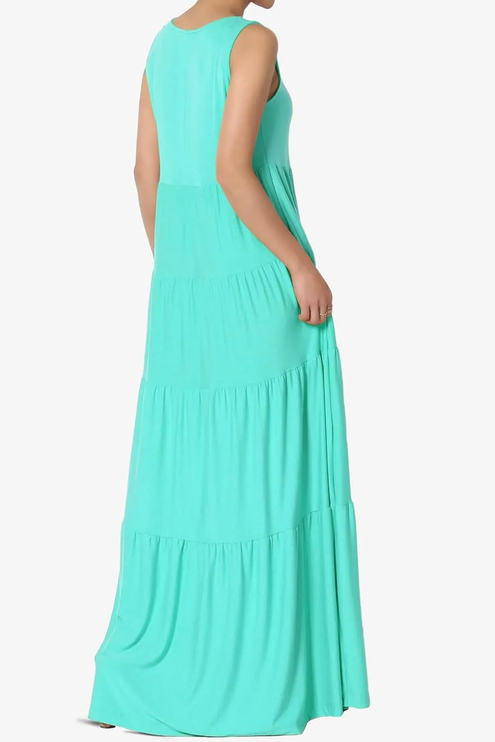 TheMogan Women's Sleeveless Tiered Maxi Dress Flowy Boho Summer A-Line Long Dress for Casual or Vacation