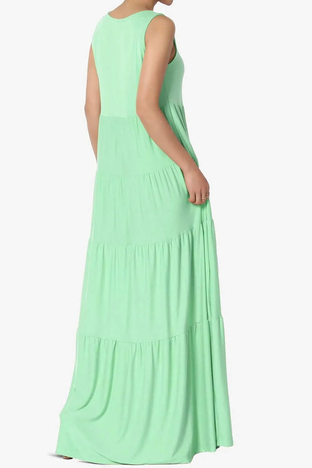 TheMogan Women's Sleeveless Tiered Maxi Dress Flowy Boho Summer A-Line Long Dress for Casual or Vacation