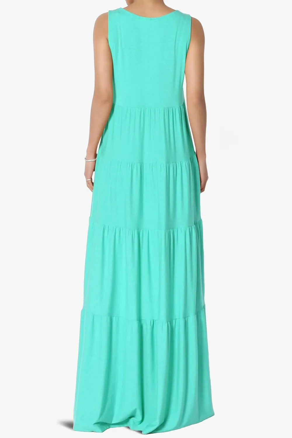 TheMogan Women's Sleeveless Tiered Maxi Dress Flowy Boho Summer A-Line Long Dress for Casual or Vacation