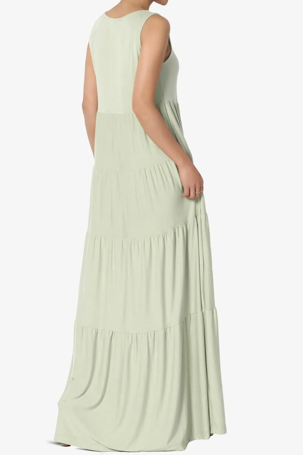 TheMogan Women's Sleeveless Tiered Maxi Dress Flowy Boho Summer A-Line Long Dress for Casual or Vacation