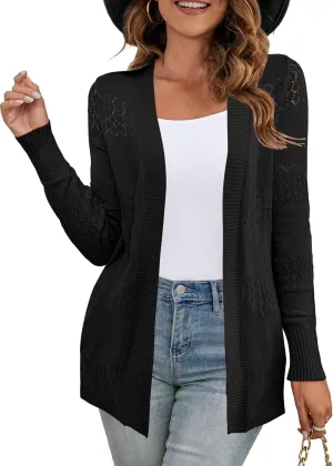 U.Vomade Women's Sweaters Boho Long Sleeve Open Front Chunky Cable Knit Cardigan