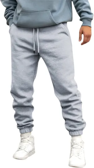 Vickyleb Cargo Pants for Men Joggers,Men's Slim Fit Fleece Pants Winter Big and Tall Baggy Jogger Sweatpants