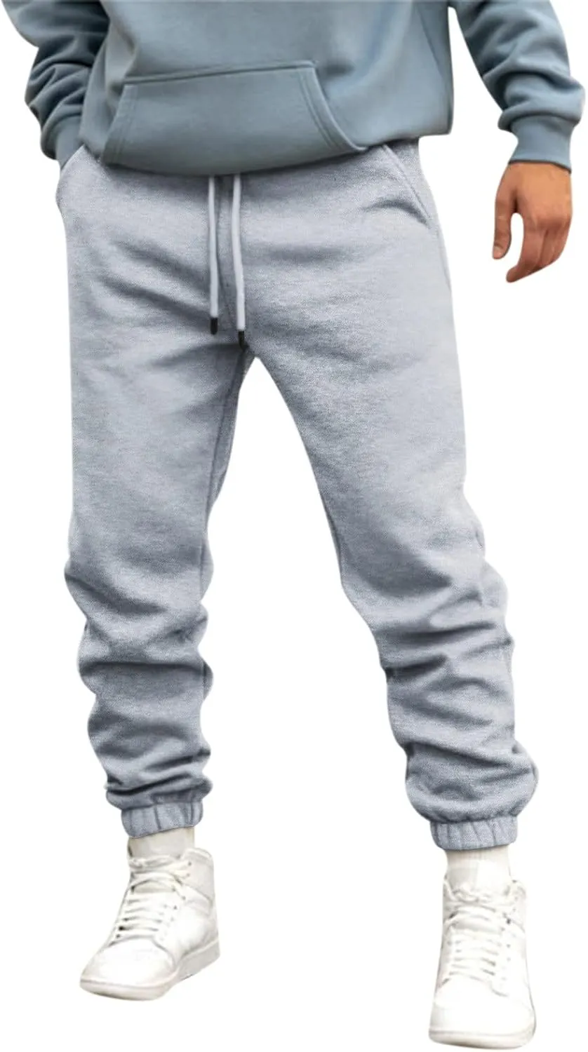 Vickyleb Cargo Pants for Men Joggers,Men's Slim Fit Fleece Pants Winter Big and Tall Baggy Jogger Sweatpants