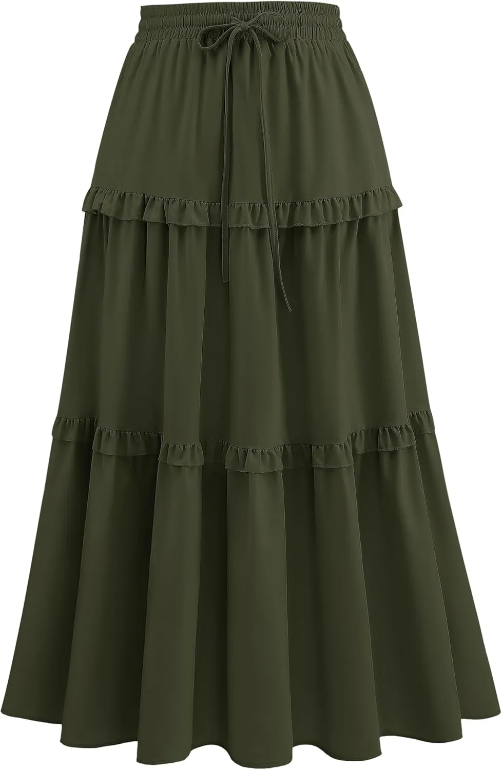 Wedtrend Women's Summer Midi Skirt Tiered Boho Skirts Flowy Skirt Casual Beach Long Skirts
