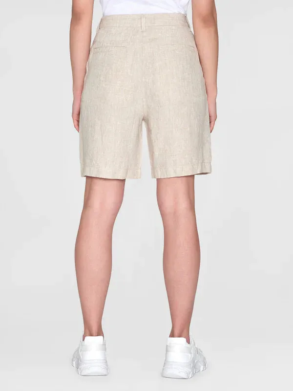 Wide High-Rise Linen Shorts (Feather Gray) - Knowledge Cotton Apparel
