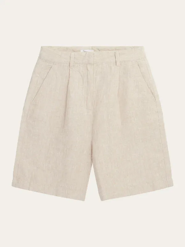 Wide High-Rise Linen Shorts (Feather Gray) - Knowledge Cotton Apparel