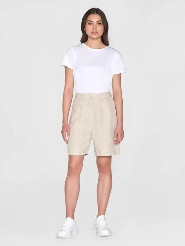 Wide High-Rise Linen Shorts (Feather Gray) - Knowledge Cotton Apparel