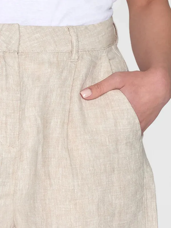 Wide High-Rise Linen Shorts (Feather Gray) - Knowledge Cotton Apparel